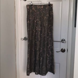 Gray lace pants with nude backing (Anthropologie)